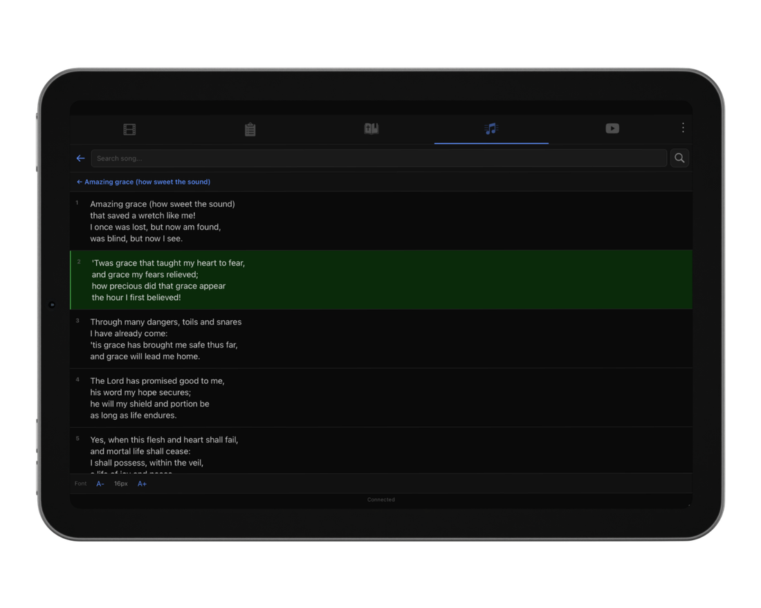 Live lyrics in LumiRemote
